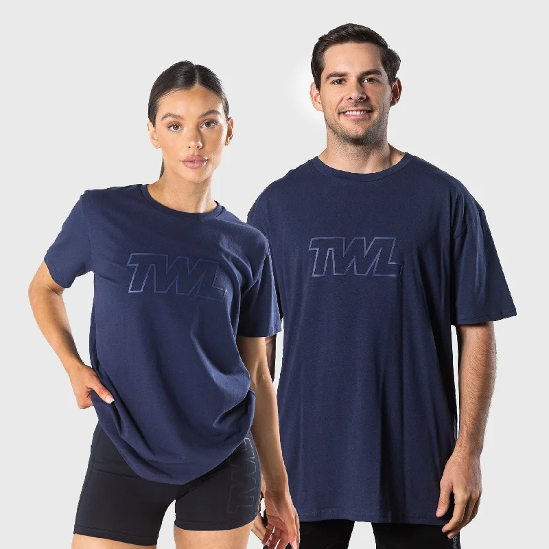 TWL - OVERSIZED T-SHIRT - ATHLETE/MIDNIGHT NAVY Fleece Fabric Down Fabric Feather Fabric