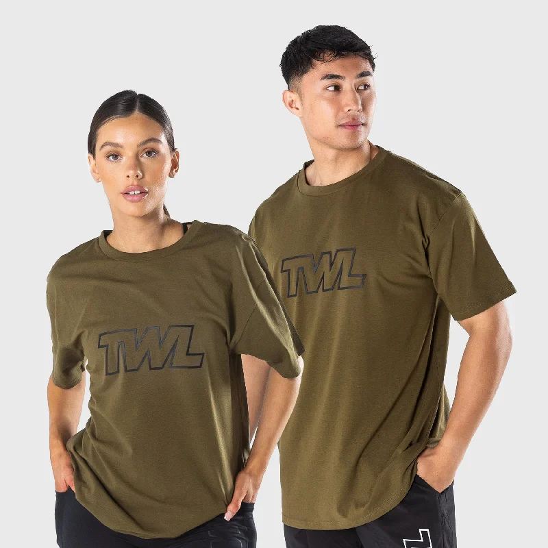 TWL - OVERSIZED T-SHIRT - ATHLETE/UNIFORM GREEN Basic T-Shirt Crew Neck Short Sleeve