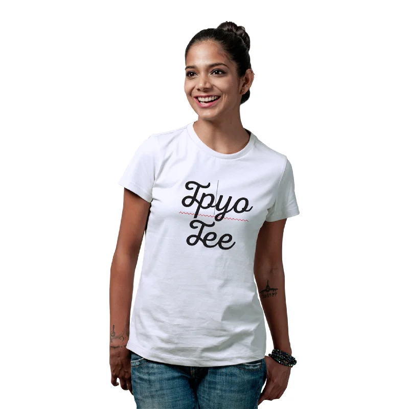 Typo Tee Graphic T-Shirt Round Neck Polyester