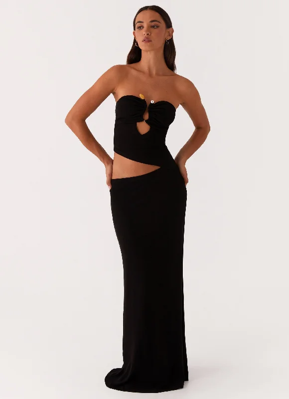 Wild Roses Maxi Dress - Black Classic Solid Maxi Dress
