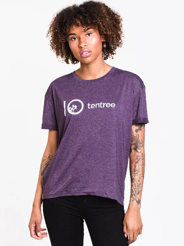 WOMENS EMB WORDMARK SHORT SLEEVE TEE - PURPLE - CLEARANCE Faux Fur Fabric Real Fur Fabric Shearling Fabric