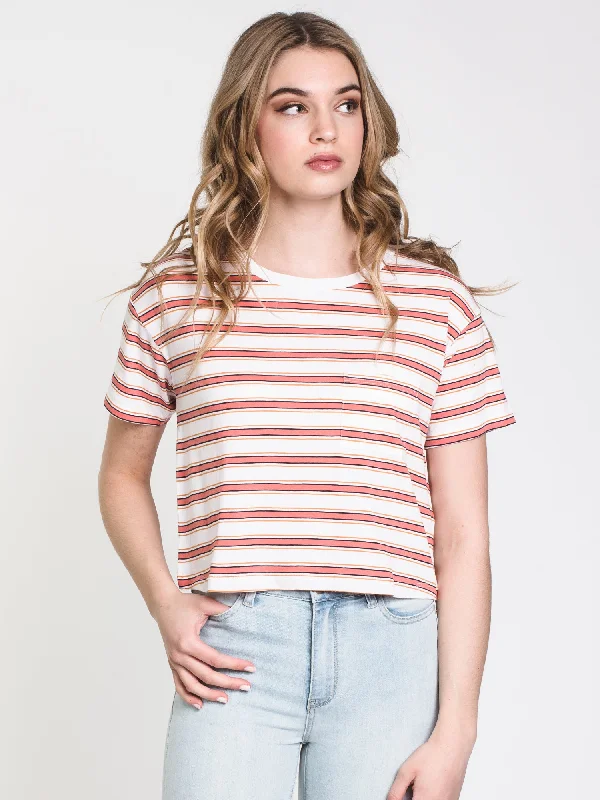 WOMENS MILLIE STRIPE TEE - CLEARANCE Chenille Blend Fleece Blend Nylon Blend