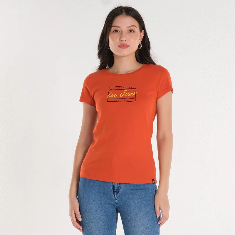 WOMENS ROUNDNECK GRAPHIC TEE Graphic Embroidered Appliqued