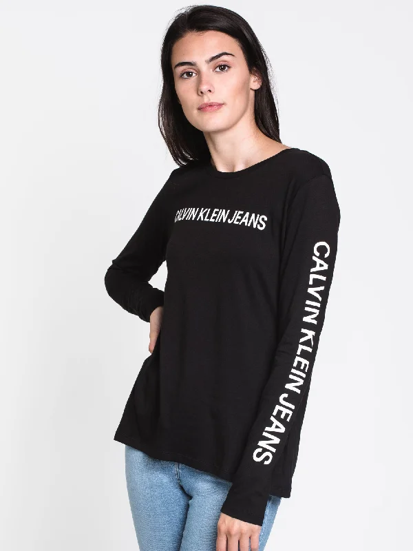 WOMENS VARSITY HER LONG SLEEVE TEE - BLACK - CLEARANCE Anti-Pilling Machine Wash Handmade