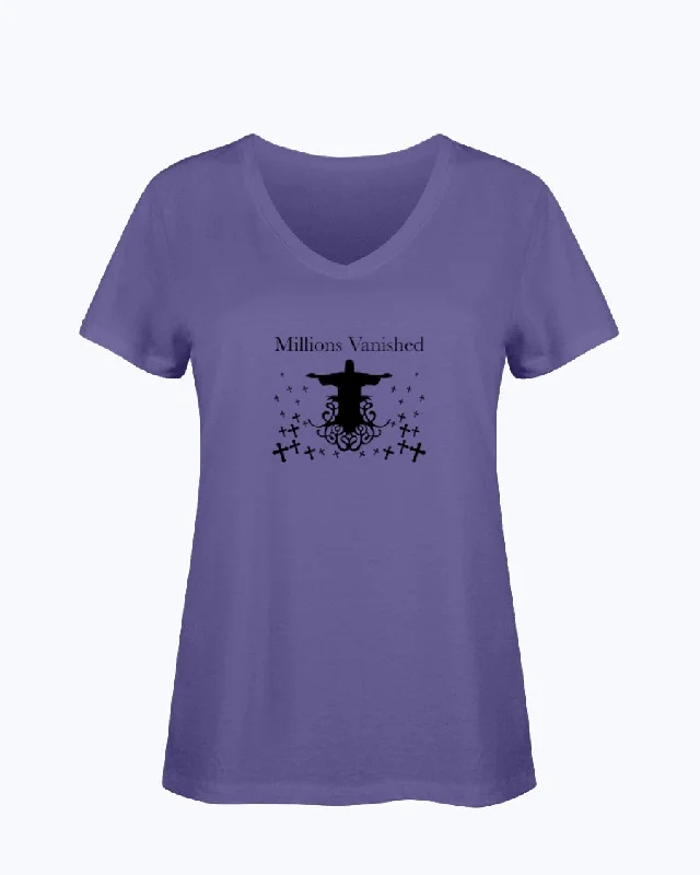 T-Shirt Women's V Neck Logo Black Hooded Caped Shawl Collar