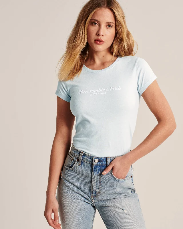 A&F Short-Sleeve Logo Tee Chenille Blend Fleece Blend Nylon Blend