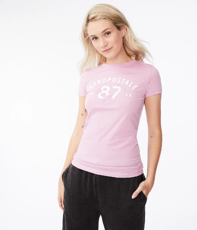 Aeropostale 87 Roses Appliqué Graphic Tee*** Real Fur Shearling Chenille