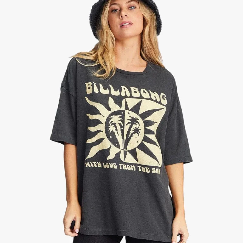 Billabong Womens With Love From The Sun Tee Black Oversized T-Shirt Spandex breathable Billabong Womens With Love From The Sun Tee Black Oversized T-Shirt Spandex breathable