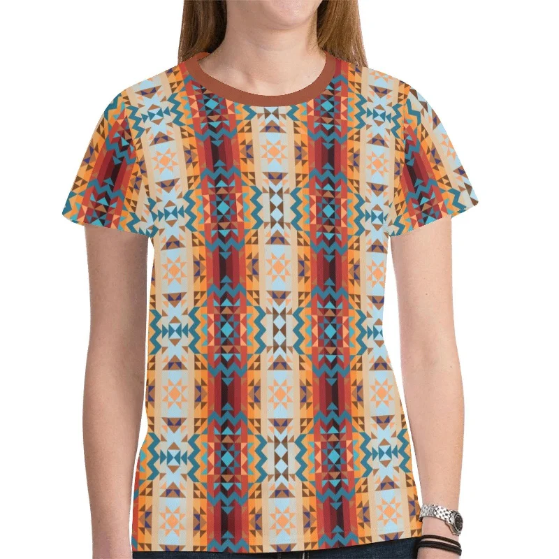 Dark Sandway T-shirt for Women Ribbed Striped Patterned