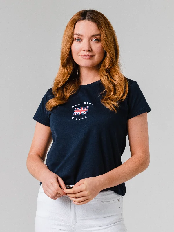 Dartmouth T-Shirt - Navy Beaded Sequined Faux Fur