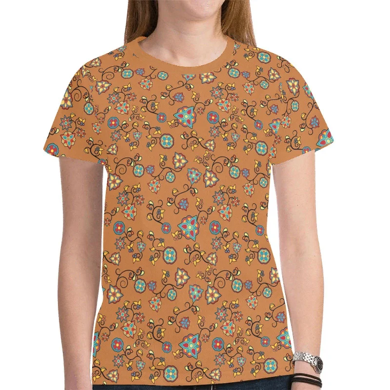 Fire Bloom Light T-shirt for Women Collared Crew Neck Turtle Neck