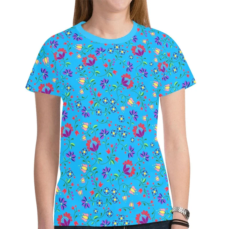 Fleur Indigine Ciel T-shirt for Women Terry Blend Velvet Blend Canvas Blend