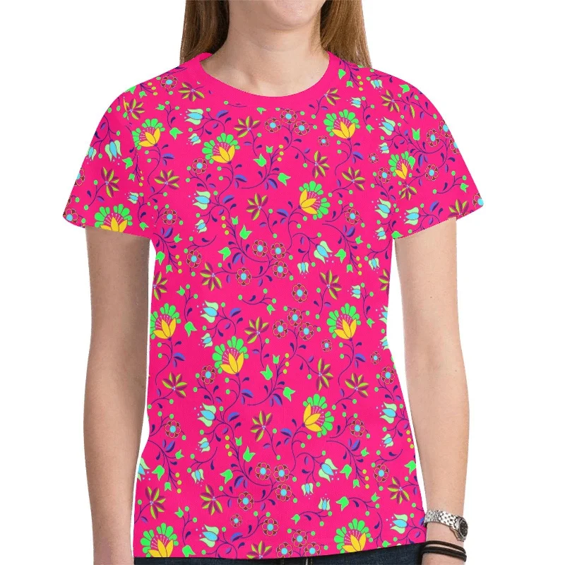 Fleur Indigine Rouge T-shirt for Women Polka Dot Checkered Tartan