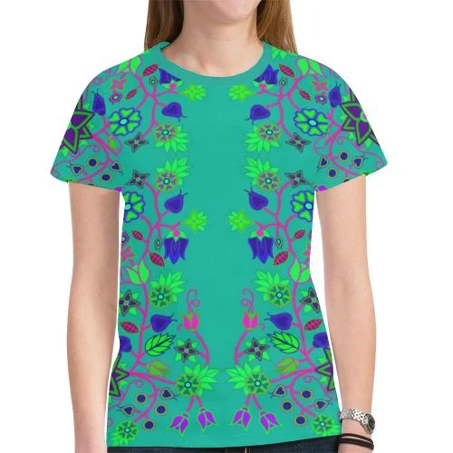 Floral Beadwork Seven Clans Deep Lake T-shirt for Women Machine Wash Dry Clean Hand Wash Floral Beadwork Seven Clans Deep Lake T-shirt for Women Machine Wash Dry Clean Hand Wash