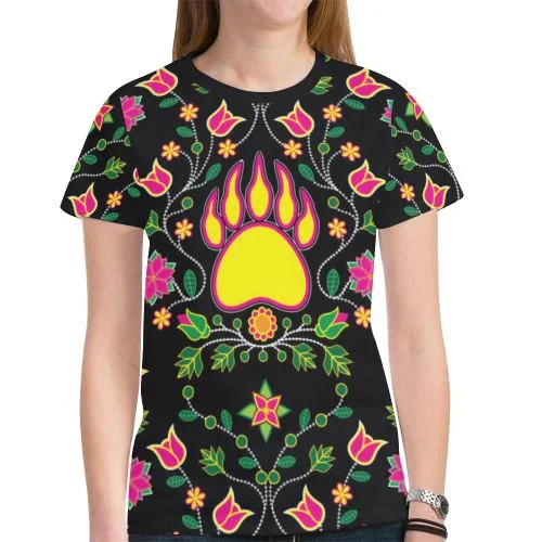 Floral Bearpaw T-shirt for Women Anti-Pilling Machine Wash Handmade
