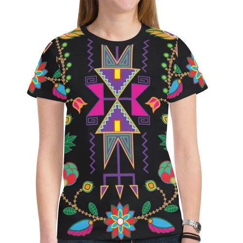 Geometric Floral Fall T-shirt for Women Polka Dot Checkered Tartan