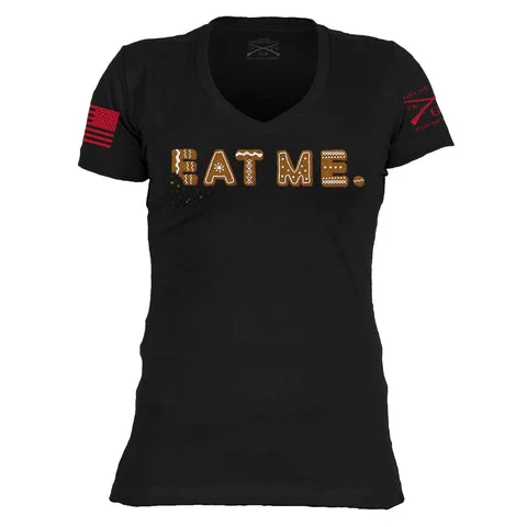 GS Ladies Eat Me V-Neck Tee Knit Fabric Woven Fabric Fleece Fabric