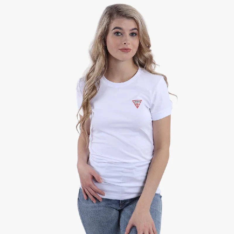 Guess Womens Cn Small Triangle Short Sleeve Tee White Chenille Blend Fleece Blend Nylon Blend Guess Womens Cn Small Triangle Short Sleeve Tee White Chenille Blend Fleece Blend Nylon Blend