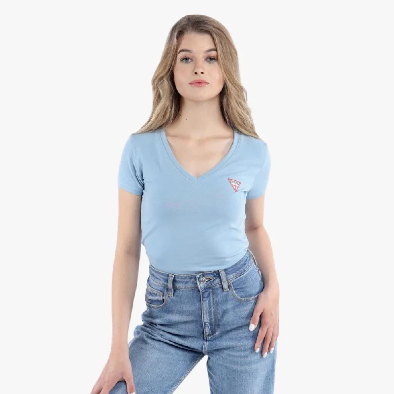 Guess Womens Vn Mini Triangle Short Sleeve Tee Light Blue Spandex Blend Rayon Blend Denim Blend Guess Womens Vn Mini Triangle Short Sleeve Tee Light Blue Spandex Blend Rayon Blend Denim Blend