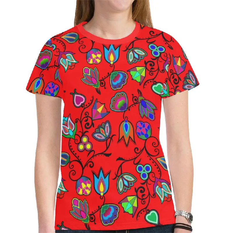 Indigenous Paisley Dahlia T-shirt for Women Fleece Nylon Spandex