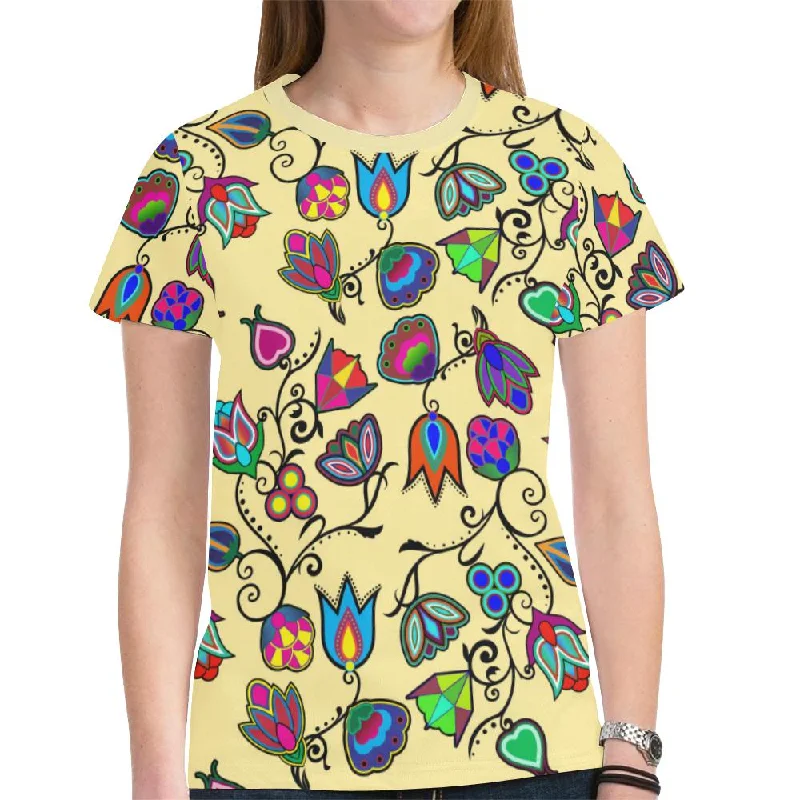 Indigenous Paisley Vanilla T-shirt for Women Notch Collar Peter Pan Collar Cowl Neck Indigenous Paisley Vanilla T-shirt for Women Notch Collar Peter Pan Collar Cowl Neck