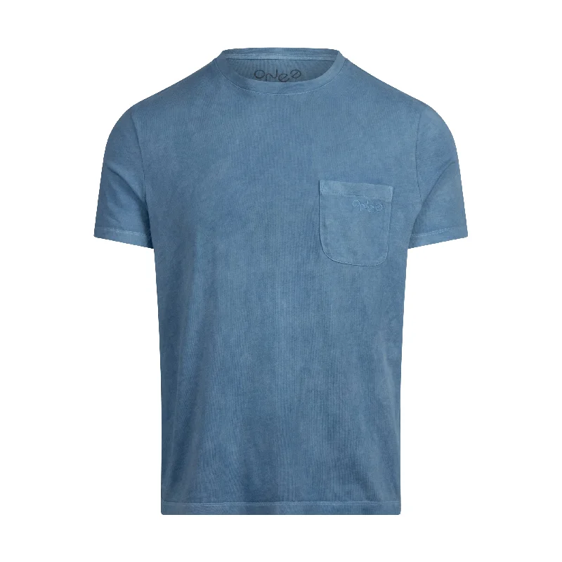 Limited Batch Indigo Cotton Pocket T-Shirt Seamless Knitted Crochet