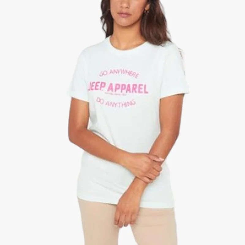 Jeep Womens Logo Short Sleeve Tee Pure Water Handmade Hand-knitted Hand-woven