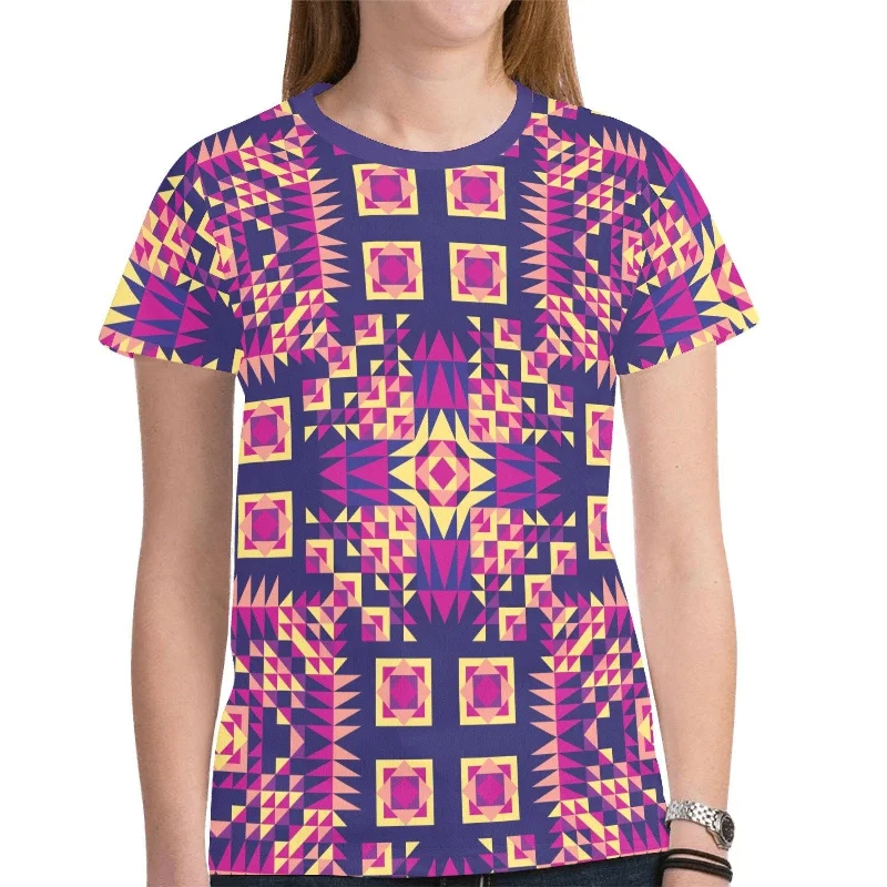 Kaleidoscope Bleu T-shirt for Women Fleece Nylon Spandex