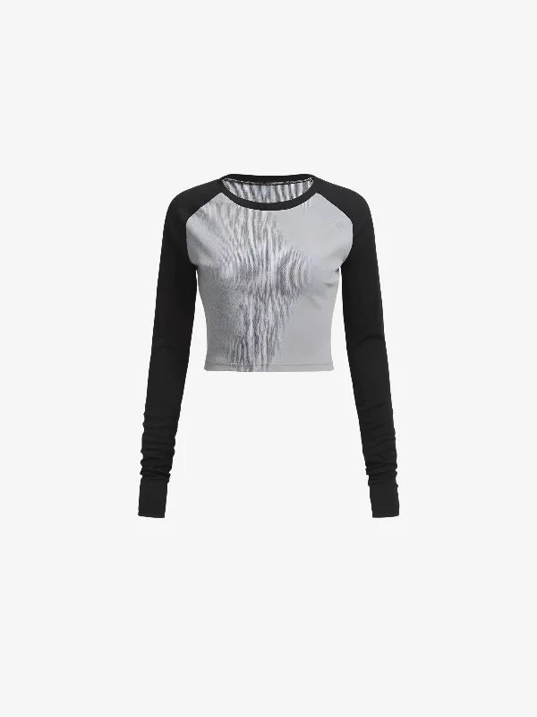 KG Two-Block Long Sleeve T-Shirt Ribbed Striped Patterned