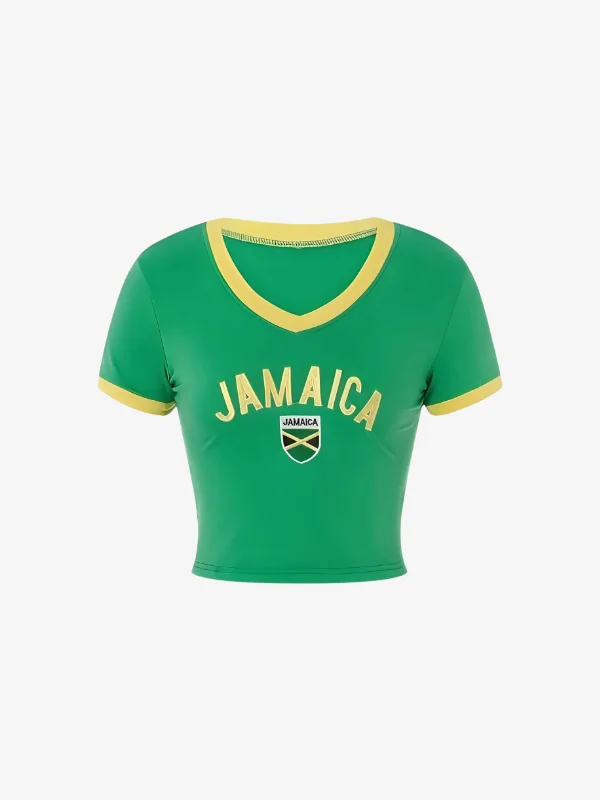 KG Women's Jamaican Casual T-Shirt Print Jacquard Patchwork