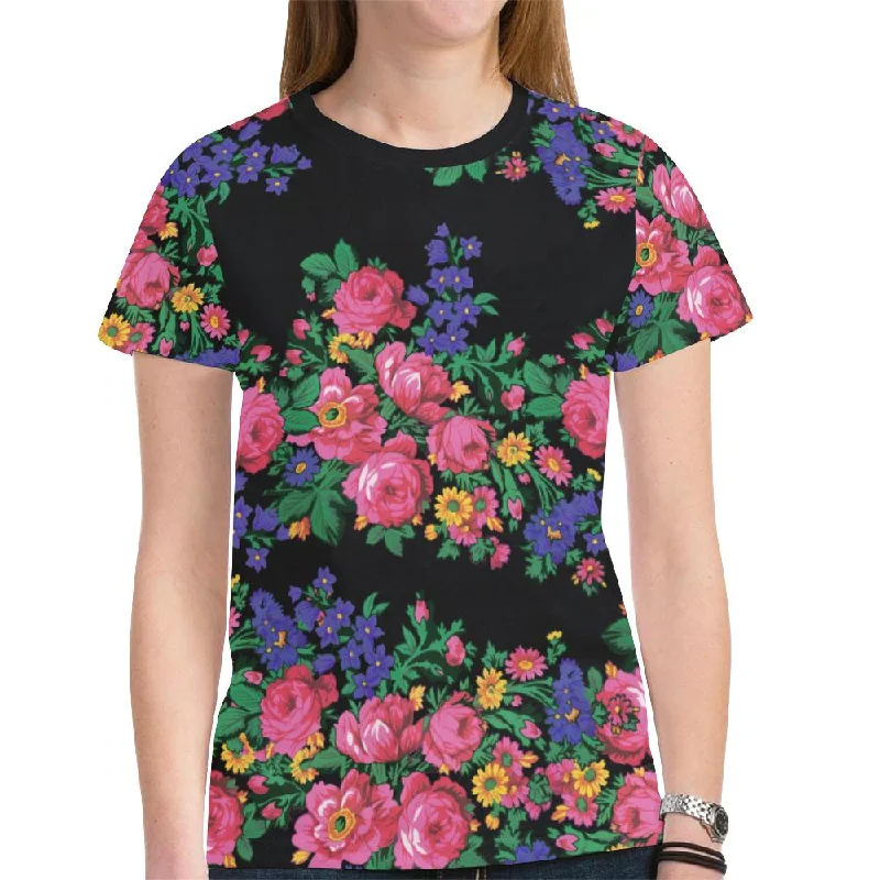 Kokum's Revenge Black T-shirt for Women Fleece Fabric Down Fabric Feather Fabric