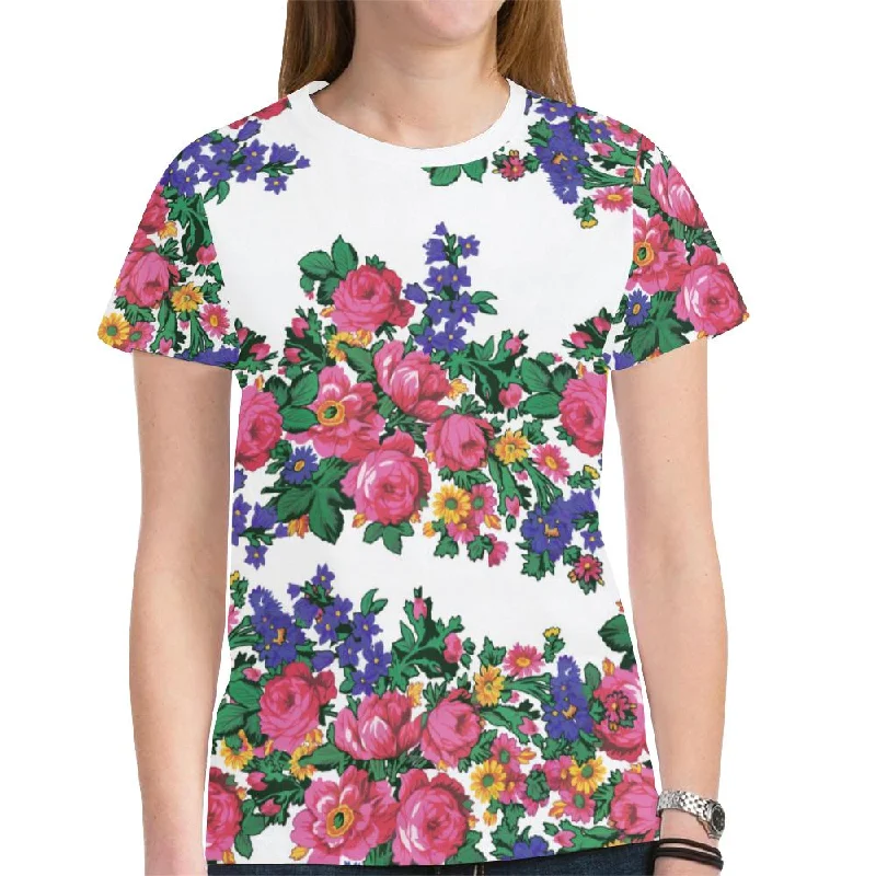 Kokum's Revenge White T-shirt for Women Polka Dot Checkered Tartan