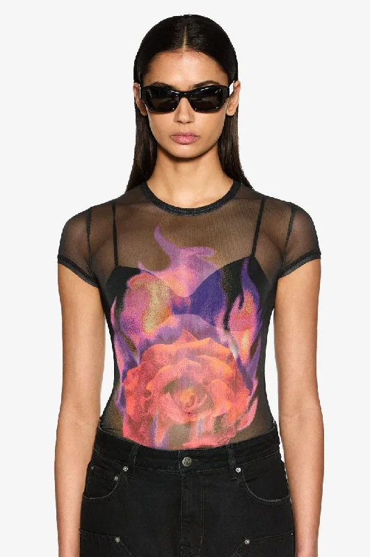 Ksubi Ablaze Mesh SS Tee - Black Chenille Blend Fleece Blend Nylon Blend
