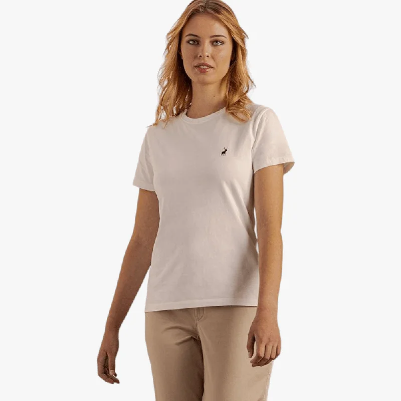 Polo Womens Allie Small Pony Stretch Short Sleeve Tee White Fleece Nylon Spandex