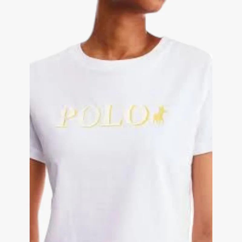 Polo Womens Slim Logo Short Sleeve Tee White Boxy Fit Fitted Loose