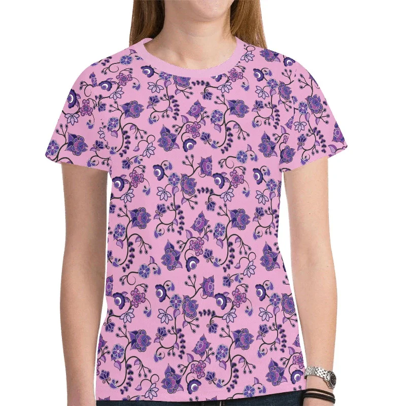 Purple Floral Amour T-shirt for Women Cozy Warm Stylish