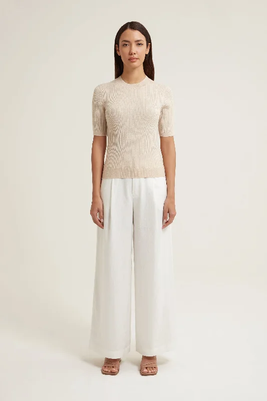 Quinn Ribbed Tee Print Jacquard Patchwork