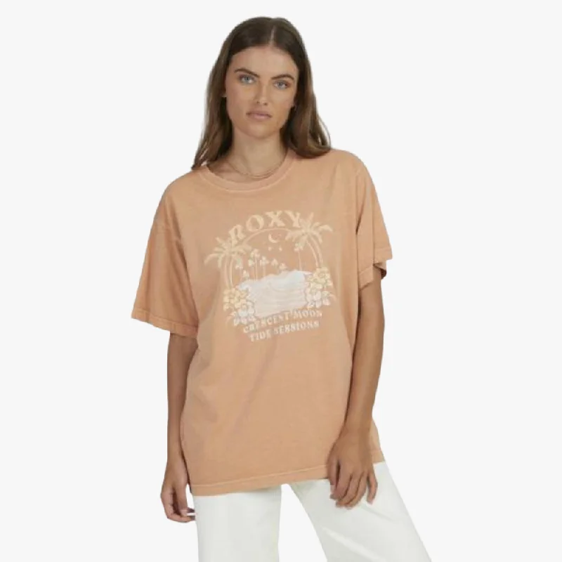 Roxy Womens Matilda Short Sleeve Tee Baked Clay Sequined Glittery Shiny