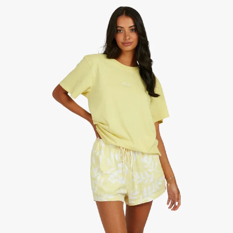 Rvca Womens With Love Easy Tee Lemon Grass Satin Blend Silk Blend Wool Blend