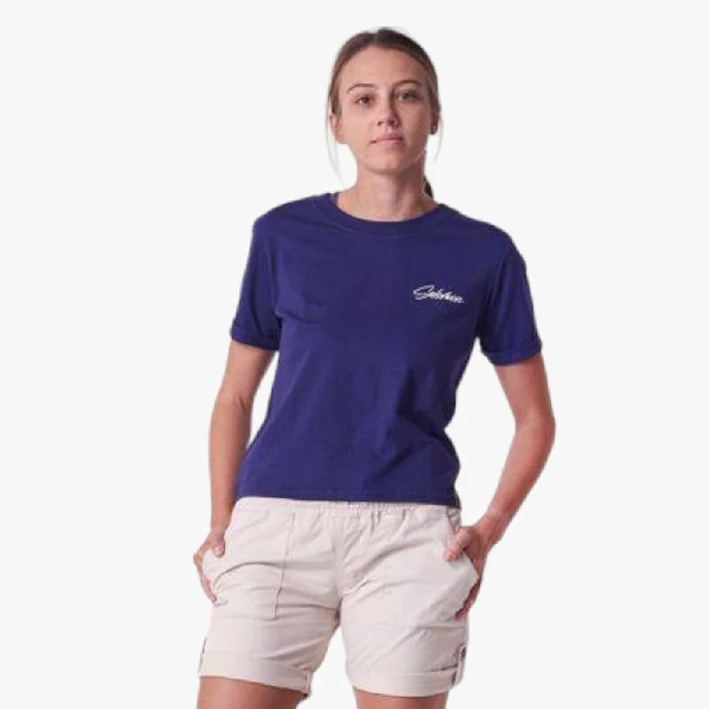 Salomon Womens Heart On Sleeve Short Sleeve Tee Astral Blue Fleece Fabric Down Fabric Feather Fabric