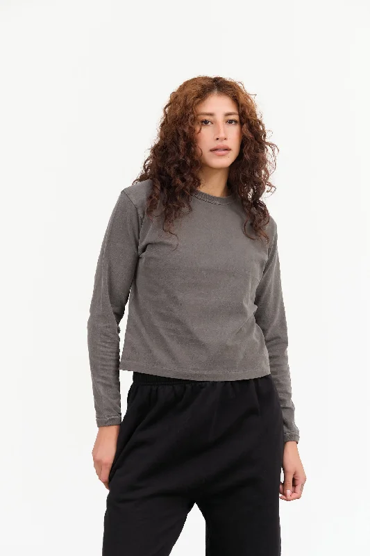 Hi'aka LS T-Shirt in Pigment Turkish Coffee Houndstooth Herringbone Solid