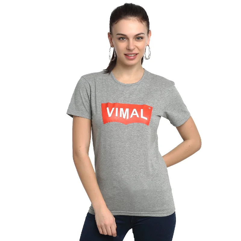 Vimal Jonney Silver Half Sleeve T-shirt For Women's Spandex Blend Rayon Blend Denim Blend Vimal Jonney Silver Half Sleeve T-shirt For Women's Spandex Blend Rayon Blend Denim Blend