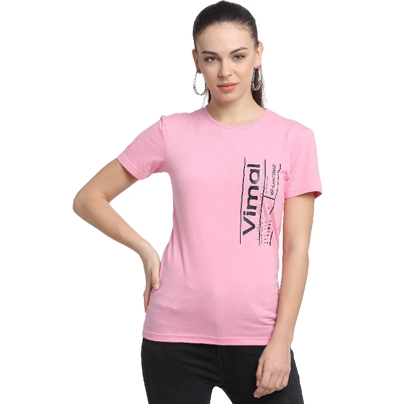 Vimal Jonney Pink Half Sleeve T-shirt For Women's Rayon Fabric Velvet Fabric Corduroy Fabric Vimal Jonney Pink Half Sleeve T-shirt For Women's Rayon Fabric Velvet Fabric Corduroy Fabric