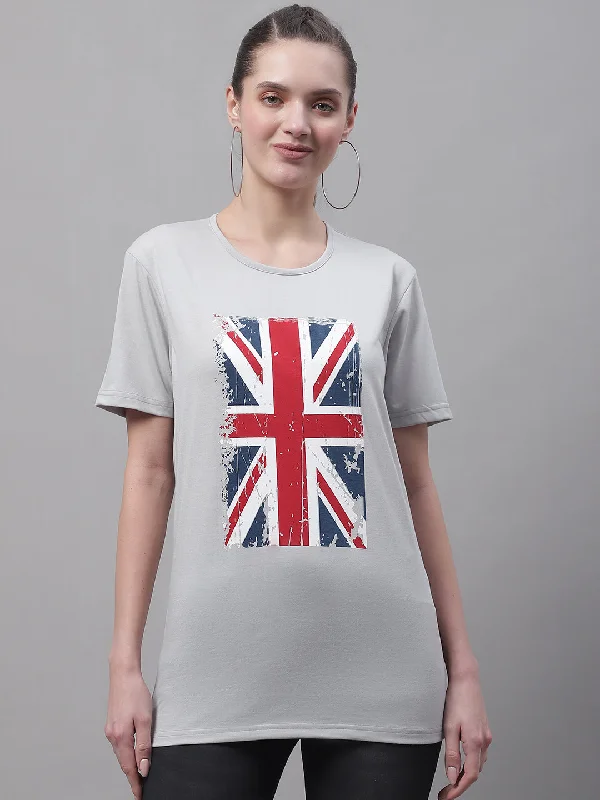 Vimal Jonney Round Neck Cotton Printed Grey Melange T-Shirt for Women Cotton Fabric Linen Fabric Terry Fabric Vimal Jonney Round Neck Cotton Printed Grey Melange T-Shirt for Women Cotton Fabric Linen Fabric Terry Fabric