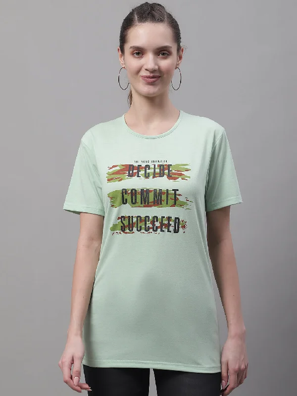 Vimal Jonney Round Neck Cotton Printed Light Green T-Shirt for Women Houndstooth Herringbone Solid Vimal Jonney Round Neck Cotton Printed Light Green T-Shirt for Women Houndstooth Herringbone Solid