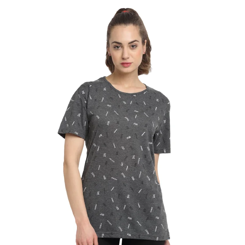 Vimal Jonney Grey Half Sleeve T-shirt For Women's Nylon Fabric Polyester Fabric Spandex Fabric