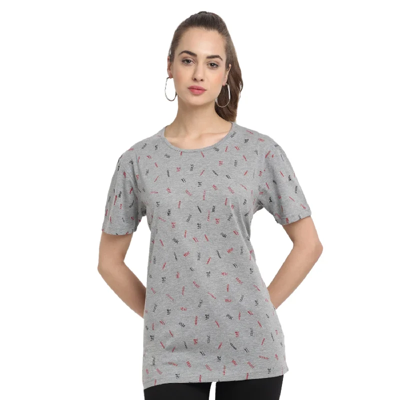 Vimal Jonney Grey Half Sleeve T-shirt For Women's Notch Collar Peter Pan Collar Cowl Neck Vimal Jonney Grey Half Sleeve T-shirt For Women's Notch Collar Peter Pan Collar Cowl Neck