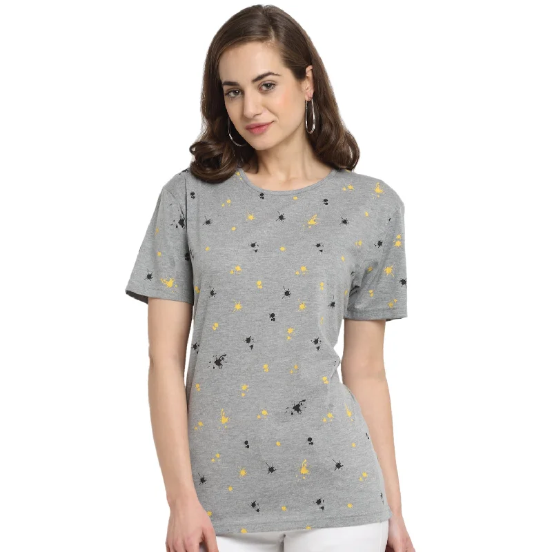 Vimal Jonney Grey Half Sleeve T-shirt For Women's Hooded Caped Shawl Collar