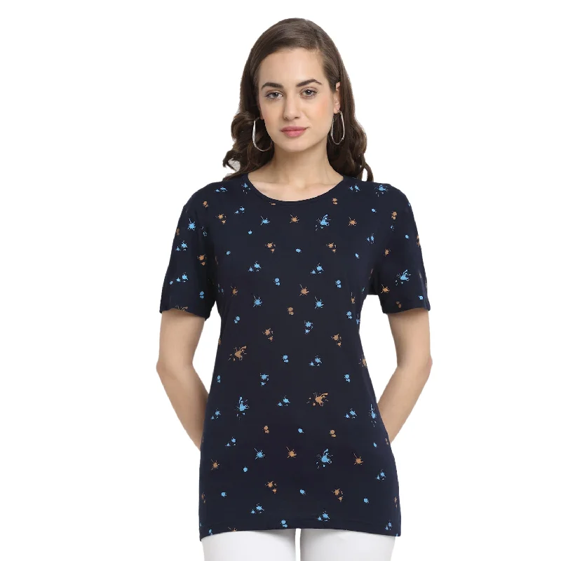 Vimal Jonney Blue Half Sleeve T-shirt For Women's Fleece Nylon Spandex