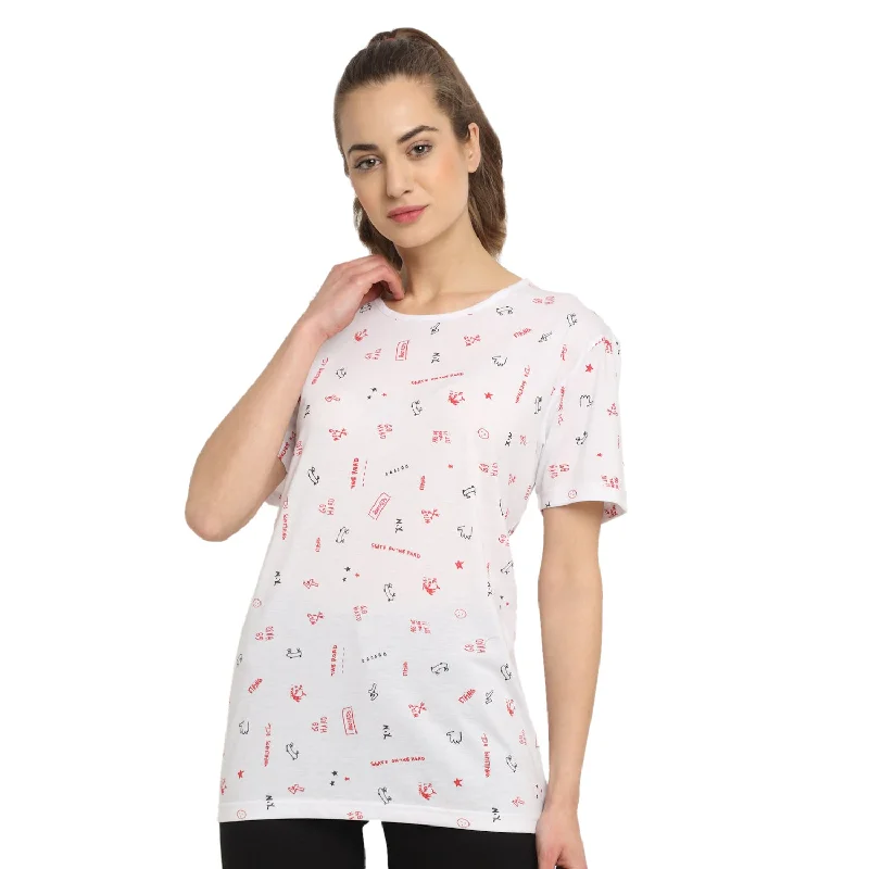 Vimal Jonney White Half Sleeve T-shirt For Women's Fitted T-Shirt Seamless Stretchy